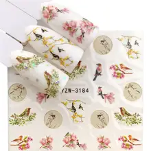 FWC 1 шт Птица/цветок переводные наклейки для ногтей Красота красный клен листовая Наклейка украшения для ногтей