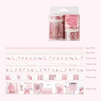 

7 pcs/Pack Fashion Pink Flamingo Washi tape Set Cute DIY Decoration Sticker Scrapbooking Adhesive Masking Tape stationery gift