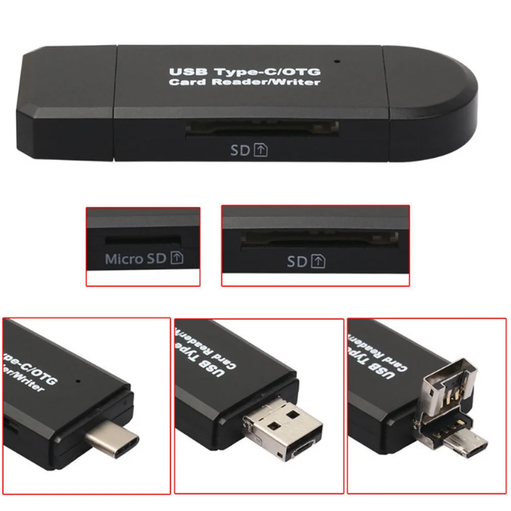 USB 2,0 компьютерный кард-ридер OTG 3 в 1 для Android заголовки ABS универсальный type-c TF/многофункциональный удлинитель высокая скорость