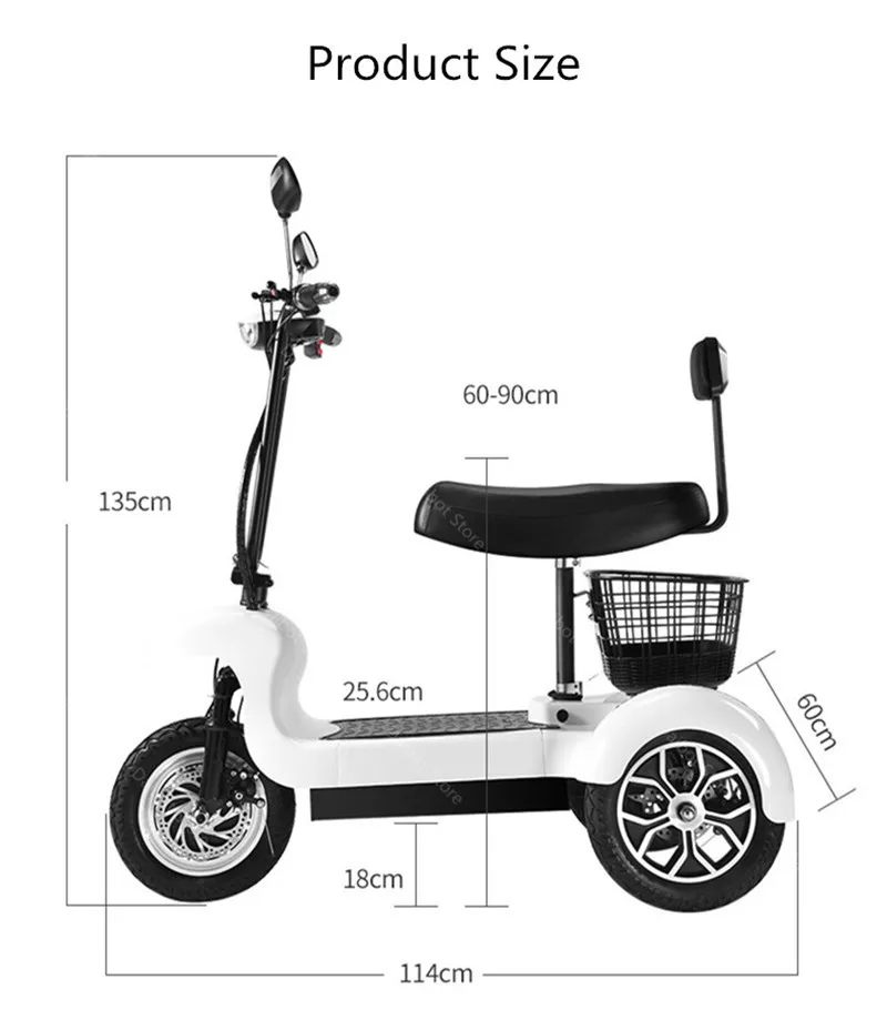 New 3 Wheel Electric Tricycle Three Wheels Electric Scooters 500W 48V Max Speed 35KMH Smart Electric Elderly Scooter (73)