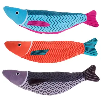 

3pcs Interactive Toy Squeaky Plaything Cat Fish Toy Cat Teaser for Pet Cat