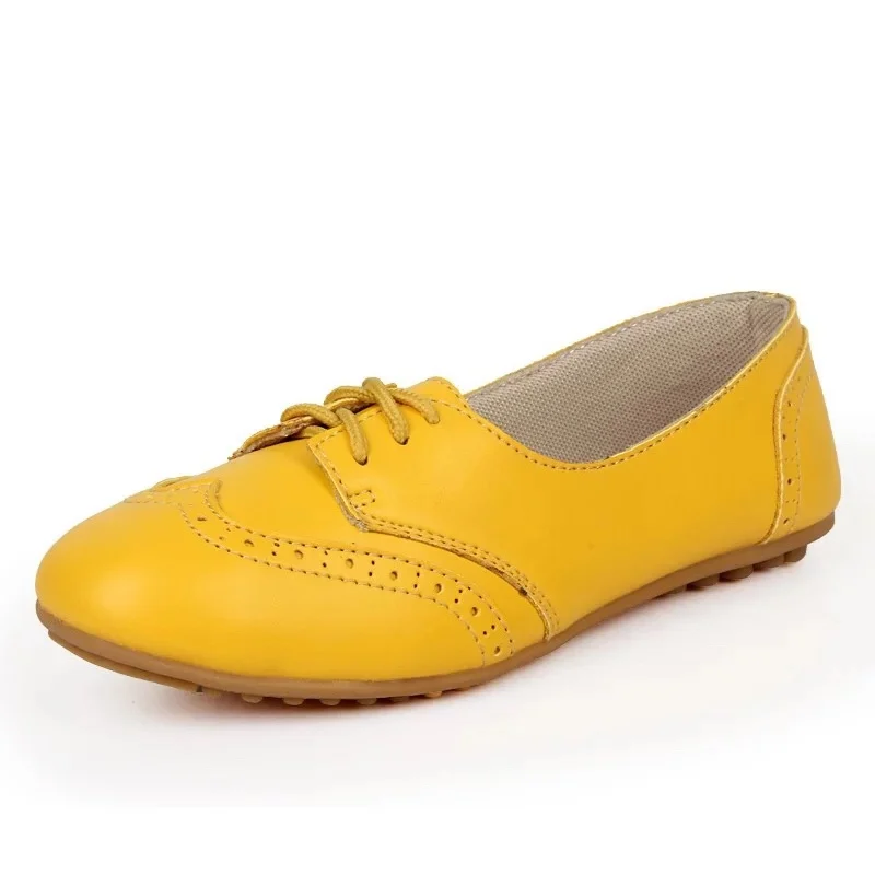 

Vintage British Lace-Up Flats Women Casual Shoes Genuine Leather Spring Shoes Woman Solid Color Flat Shoes Zapatos Mujer XKD1054