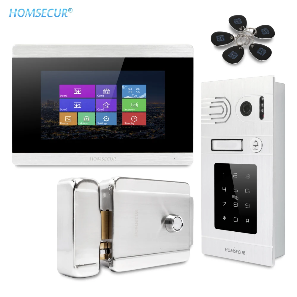 HOMSECUR " видео домофон система+ пароль доступа заподлицо камеры IP65 800TVLine для домашней безопасности BC071-S+ BM715-S - Цвет: Kit 3