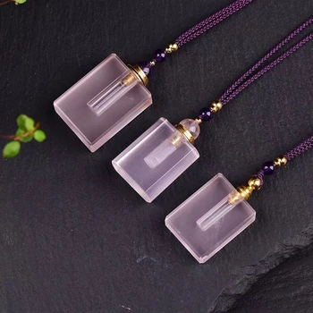 

Home Perfume Bottle Pendant Natural Rose Pink Crystal Necklace Women Oil Scent Room Fragrance Reed Diffuser Gift Birthday Quartz