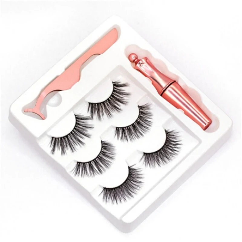 5 Magnetic Eyelashes natural False Eyelashes Magnet Lashes Magnetic Liquid Eyeliner& Magnetic False Eyelashes& Tweezer Set