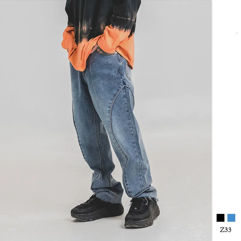 

UNCLEDONJM 2020 New Designer jeans men high quality loose fit jeans Men Denim Pants Hip hop Harajuku Fashion Jeans YZ33