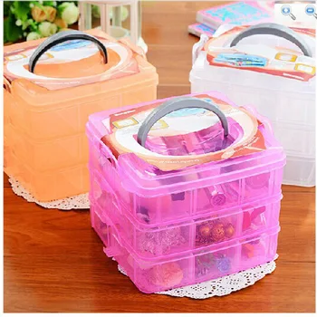 

Y6678 Three-Layer Splittable Lattice Plastic Storage Box Multi-color Storage Box Plastic Jewlery Box Tool Box