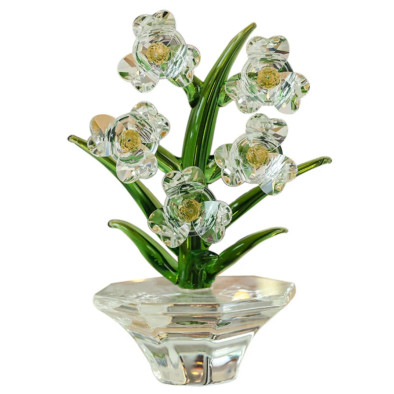 Glass Ornament Paperweight Flowers Vase Crystal Glass Wedding Decor