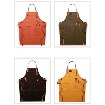 

Canvas Denim Chef Aprons for Kitchen BBQ Cooking Kitchen Apron for Women Men Aprons Custom Logo Baking Bib