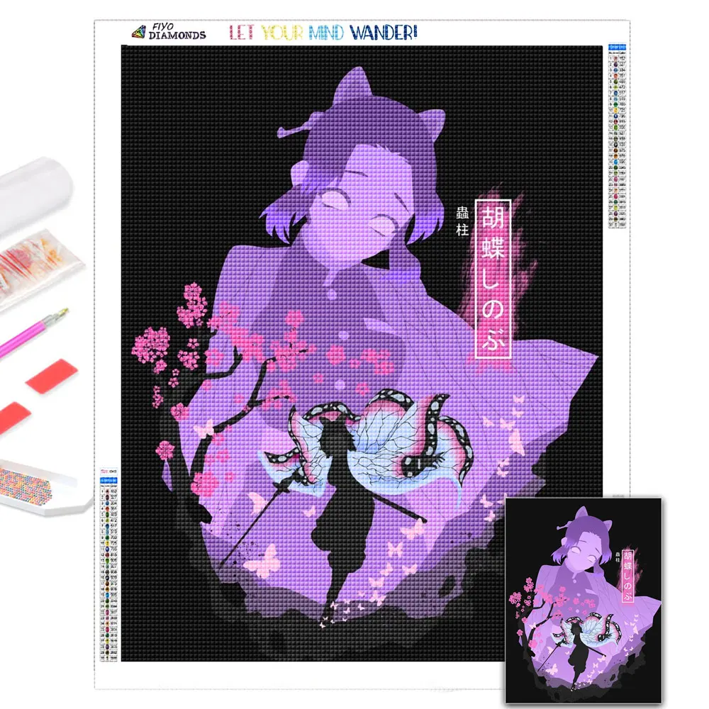 5D Diamond Painting Anime Demon Slayer Embroidery Mosaic Cartoon Picture Cross Stitch Kits Home Decoration Art Cuadros | Дом и сад