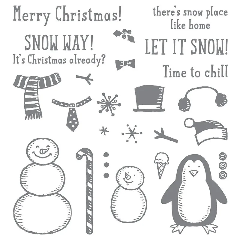 Резиновые штампы и металлические Вырубные штампы для скрапбукинга рождественский пингвин Снеговик ремесло трафарет для изготовления карт альбом лист Декор - Цвет: stamps