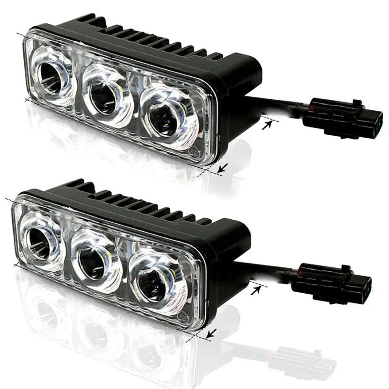 Universal  2pcs 12V 9W 6000K ~ 7000K 3LED Super White High Power Car DRL Daytime Running Light Fog Lamp For SUV Accessories ► Photo 2/6
