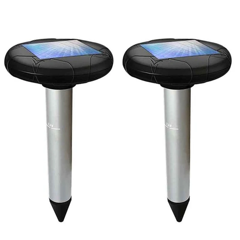 

2Pcs Solar Ultrasonic Pest Repeller Sonic Mole Vole Snake Rodent Repellent Solar Powered Mouse Rat Repeller