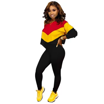 

JENYAGE Women Clothing Sets Winter 2019 Long Sleeve Outfits Sexy Black Tracksuit Matching Runway Two Piece Set Top and Pants