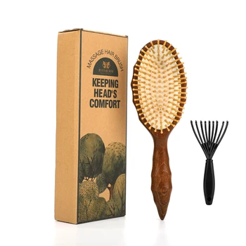 

High Quality Hair Comb Bamboo Airbag Massage Comb Carbonized Solid Wood Bamboo Cushion Anti-Static Hair Brush Combs Travel Home