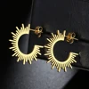 Stainless Steel Jewelry Geometric Earrings For Women Best Half Circle Spiked Femme Charm Earrings Party Best Wedding Gifts 4