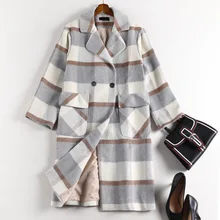 Размера плюс XL-5XL женские пальто зимняя новая Корейская версия пальто толстая сестра осень и зима шерстяное длинное пальто для женщин 8611