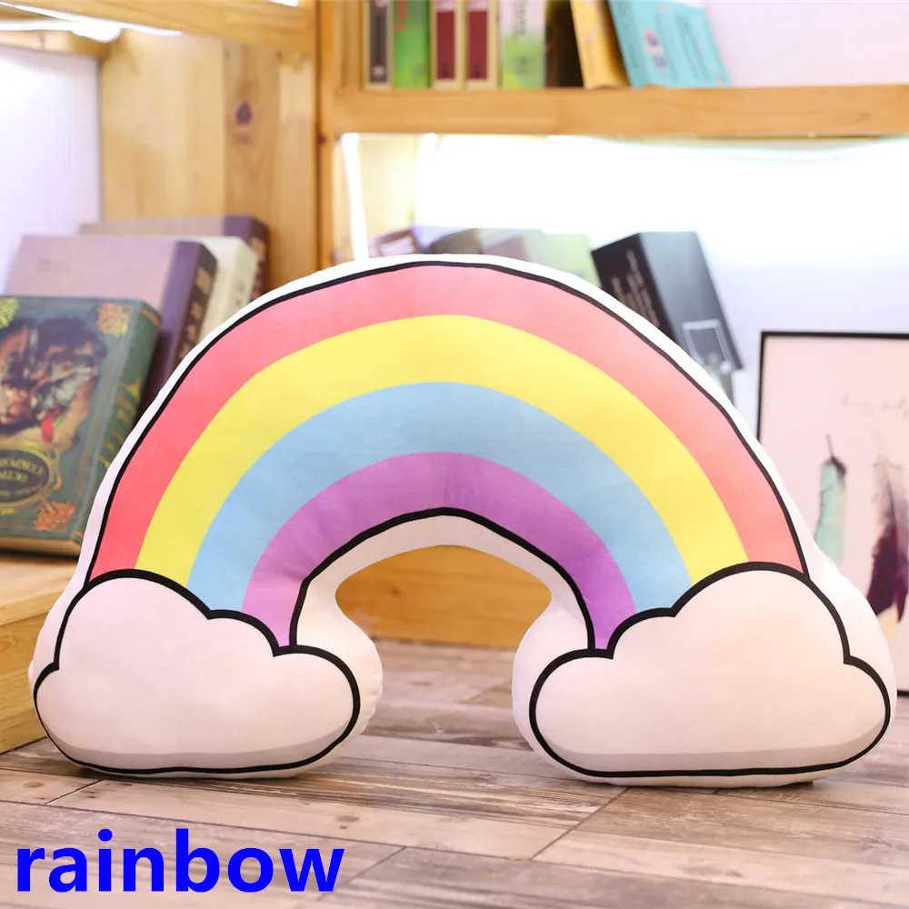 Kawaii плюшевая подушка для сна, облачная звезда, подушка в виде Луны, детская комната, Декор, природа, радужная Подушка, детские подарки на день рождения