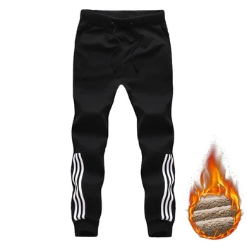 

Spring Winter Thick Fleece Jogger Mens Pants Cotton Trousers Male Winter Warm Velvet Sweatpants Tracksuit Joggers Pantalon Homme