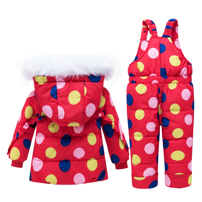 Зимняя одежда для малышей Комплект-30 градусов Новые детские куртки-пуховики на утином пуху пальто для девочек; Одежда для девочек пальто для мальчиков; куртка-парка; детский лыжный костюм, одежда для снежной погоды