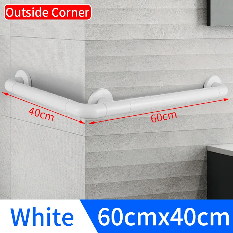Corner Handrail Bathtub Anti-slip Safety Handle Wall Mounted Stainless Steel Bathroom Shower Grab Bars for Elderly Disabled - Цвет: White-60x40cm