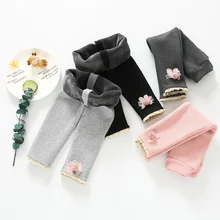 Штаны для девочек; аксессуары с цветочным принтом; бархатные леггинсы; детская одежда