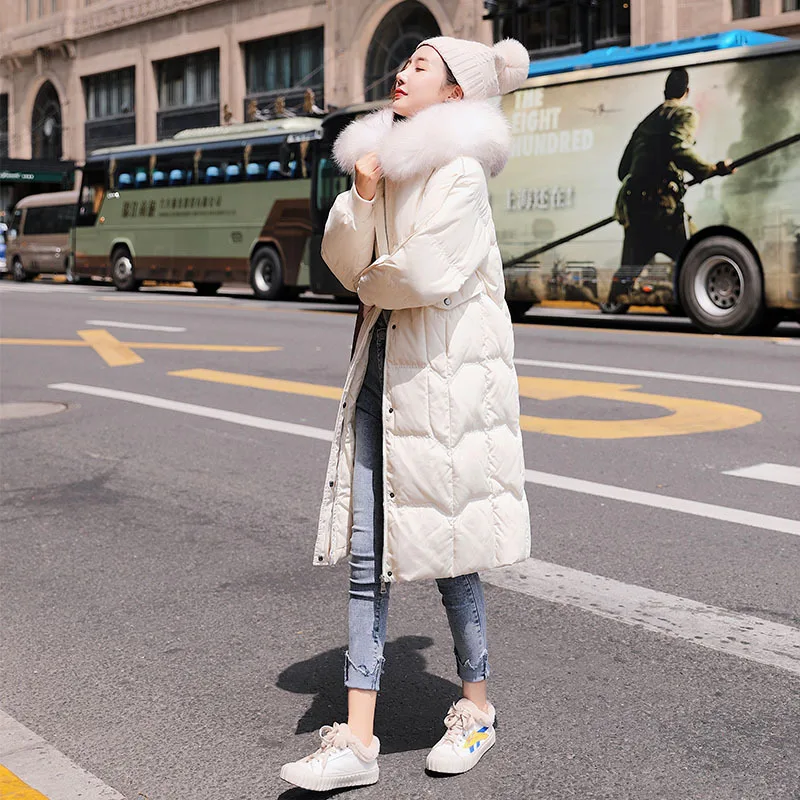 Winter Women Parkas Down Coat Jacket 80% Duck Down Raccoon Fur Hoody Lady Winter Outerwear Coats LF9134