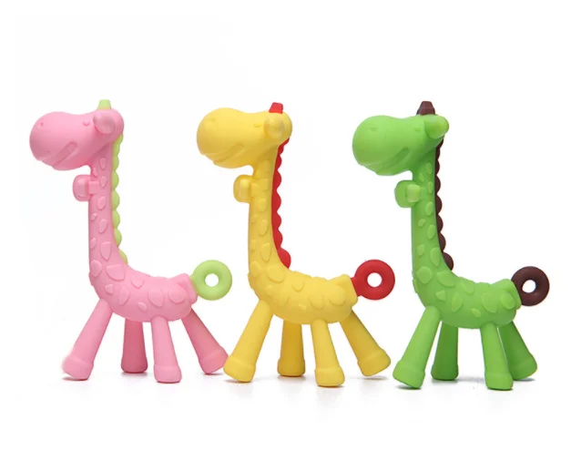 Baby Silicone Training Toothbrush BPA Free Fawn Shape Safe Toddle Teether Chew Toys Teething Ring Gift For Infant Baby Chewing
