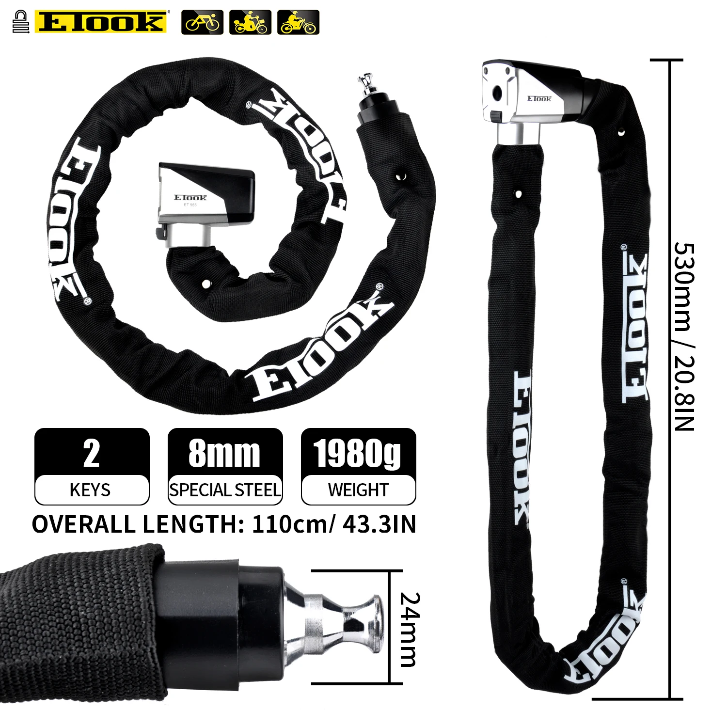 ETOOK Bicycle Lock MTB Road Bike Lock Anti Theft Heavy Duty