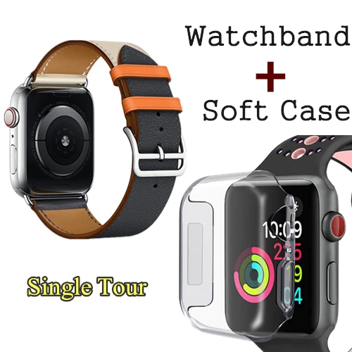 indigo craie orange Herm логотип Swift кожаный двойной тур часы ремешок для Apple Watch серии 5 4 3 2 1 44 мм 40 мм Замена для iWatch 42 мм 38 мм - Цвет ремешка: indigo craie orange