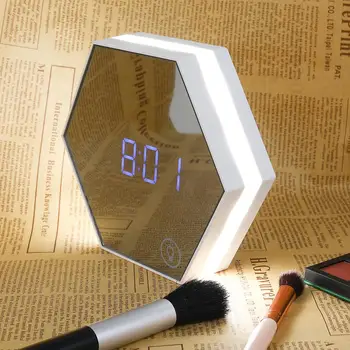 

USB Rechargeable Night Lamp Portable Creative LED Night Lights Mirror Alarm Clock Night Light Night Light