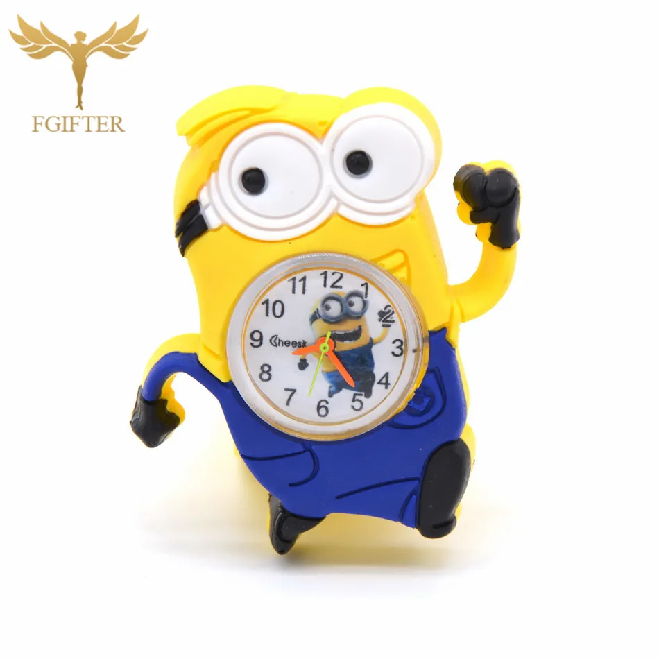 Minion Watches Детские часы для девочек, Мультяшные кварцевые часы в стиле принцессы, милые резиновые часы, детские игрушки, Рождественский год, подарок для детей - Цвет: Minion Watches