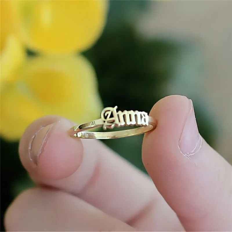 

Handmade Custom Old English Name Rings Women Men Jewelry Adjustable Anillos Mujer Personalized Wedding Gift Rings For Her