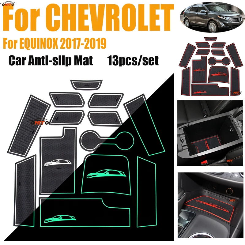 

for Chevrolet EQUINOX 2017-2019 13pcs/set Car Anti-slip Door Groove Slot Mat Gate Pad Auto Cup Mat Pad Covers Red/white/luminous