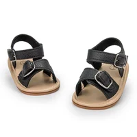 KIDSUN 2021 Newborn Baby Sandals Shoes Infant Girl Boy Summer Outdoor Rubber Learther Anti-slip Flat Soft Toddler First Walkers 4
