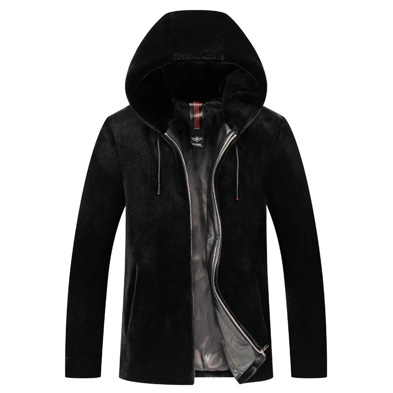 

Fashion Fur Coat Men 2020 New Casual Hooded Jacket Men Winter Snow Warm Short Jackets Men Black casacas para hombre, Size M-4XL