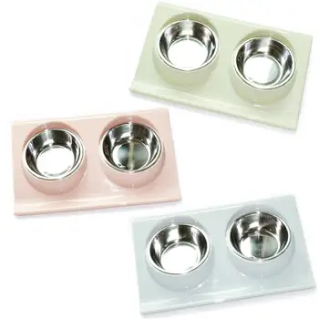 

Stainless Steel Double Dog Cat Bowls Splash-proof Pet Food Water Feeder For Dog Puppy Cats Pets Supplies Feeding Dishes Pet Bowl