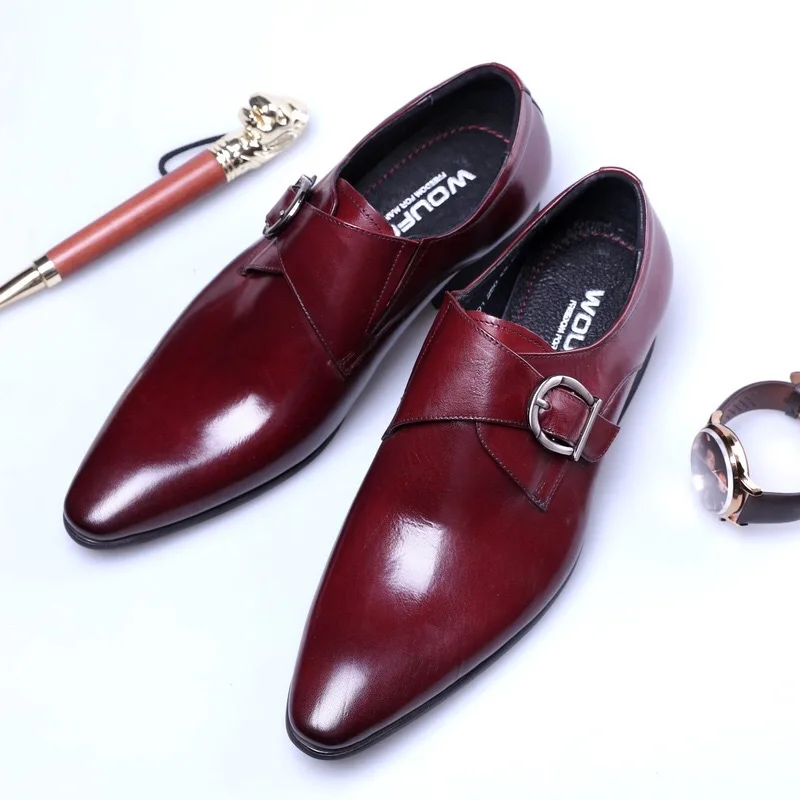 

Wedding Dress Shoes Men Autumn Classic Leather Formal Men Shoe Fashion Italian Shoes Men Strap Buckle Oxford Big Size HV-028