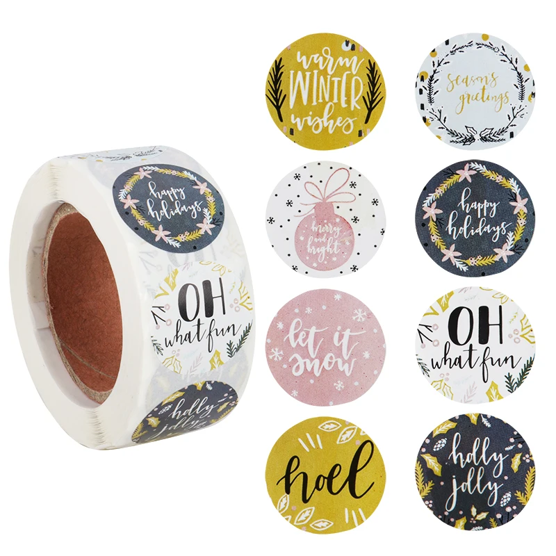 500Pcs//roll Merry Christmas Snowflake Sticker Xmas Label Stickers Scrapbooking