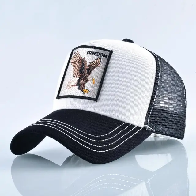 Fashion Animals Embroidery Baseball Caps Men Women Snapback Hip Hop Hat Summer Breathable Mesh Sun Gorras Unisex Streetwear Bone White Eagle