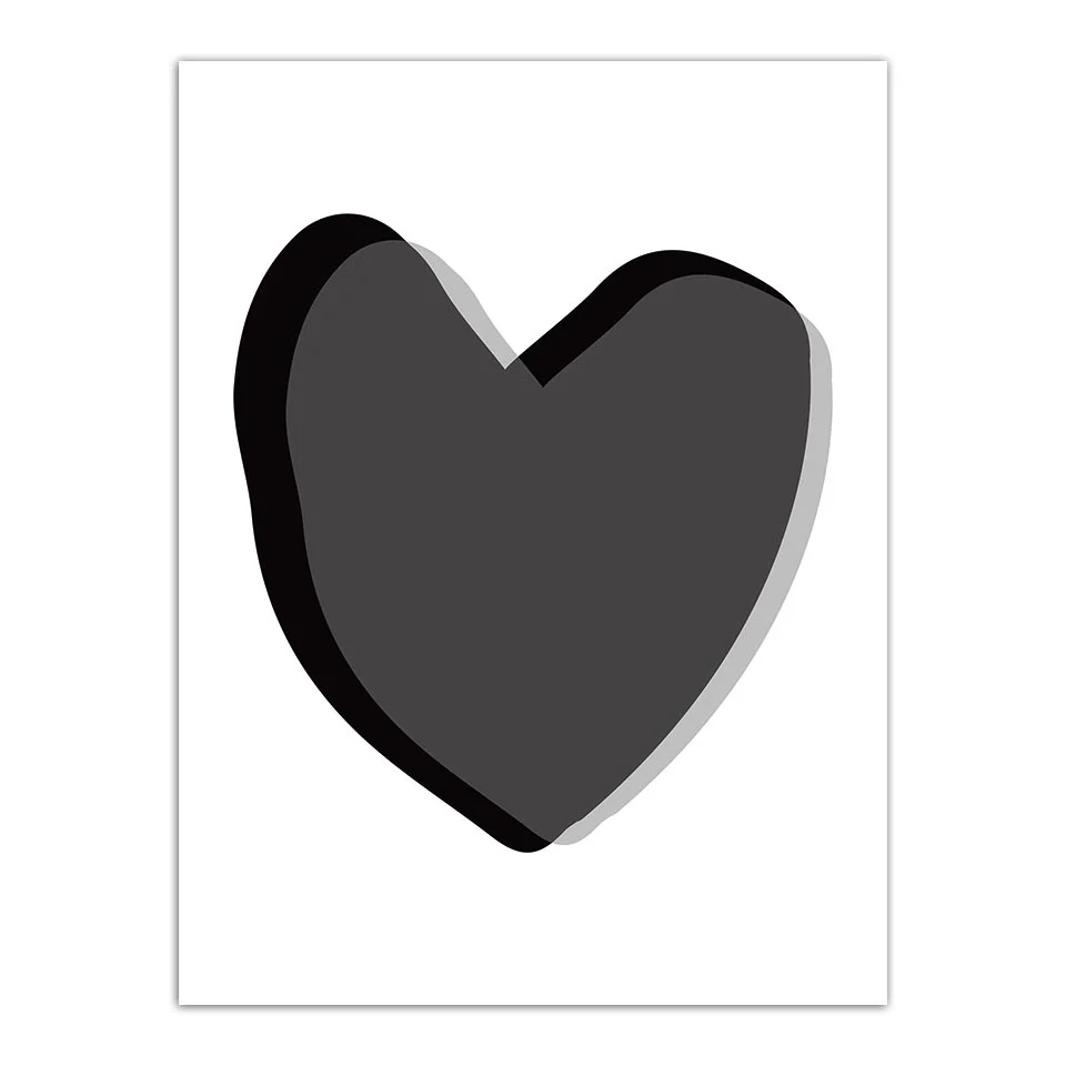 

Home Decoration Prints Painting Nordic Pictures Black Heart Shape Wall Art Modular Canvas Poster Modern For Bedside Decor