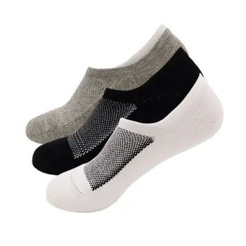 

3 Pairs Men's Invisible Boat Socks Sports Socks Mesh Breathable Anti-Slip Shallow Socks Low Cut No Show Socks