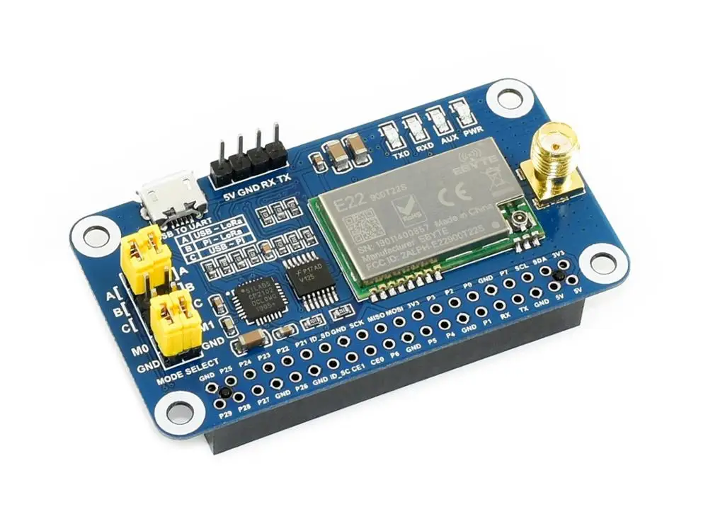 

SX1262 915M LoRa HAT Based on SX1262 Covers 915MHz frequency band Suitable for industrial control, smart home, data collection
