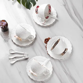 

Ceramic Cups And Saucers Coffee Cup Set Continental Tea Set Coffee Cup Solid Color English Afternoon Tea Cup Set WY80102