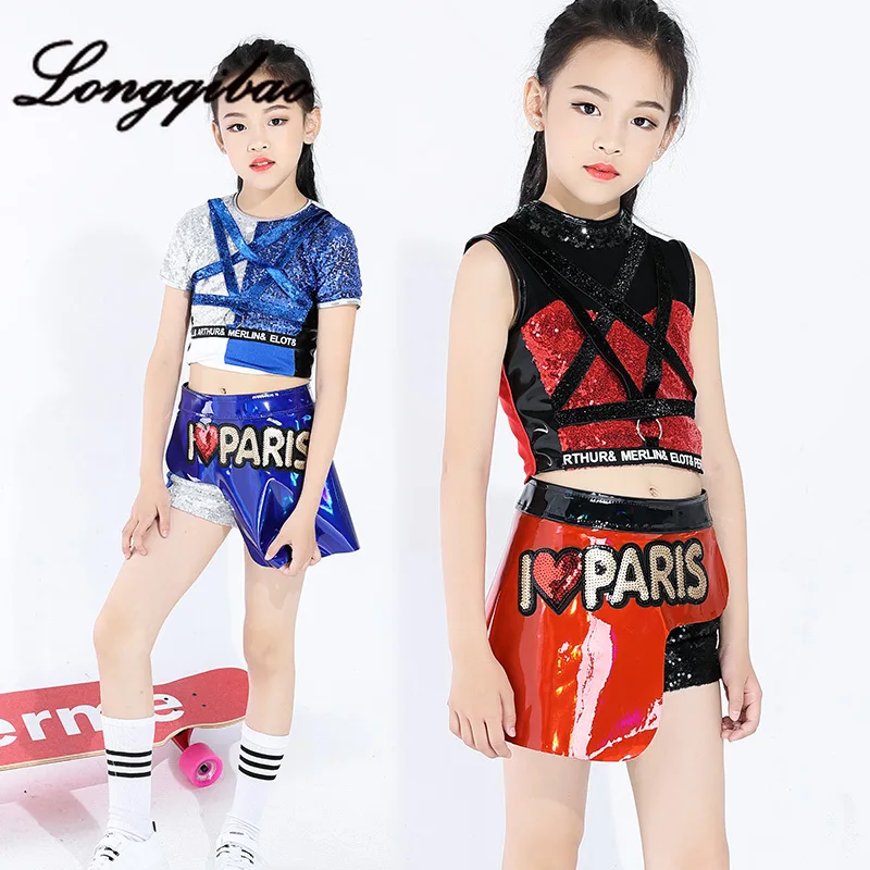 Children's Jazz Dance Set Korean Version of The Navel Girl Catwalk Costume Girl Costumes Cheerleading Performance Clothing