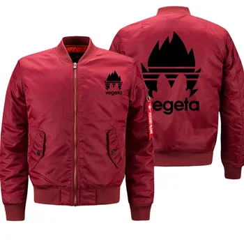 

2019 New Autumn Winter Thick Warm Coat Streetwear VEGETA Print Dragon Ball Japan Anime Jacket Men Bomber Jacket Biker Coat Thick