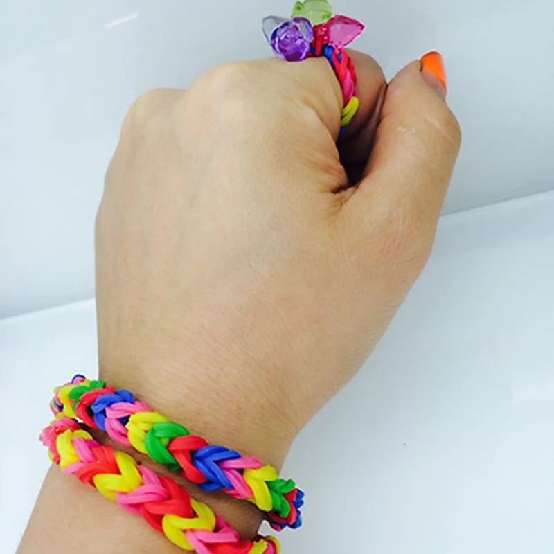 300 шт./упак. детей DIY обучающие игрушки резиновые красочные полосы браслет ткацкий станок девушка волосы группа Плетенный браслет детские игрушки
