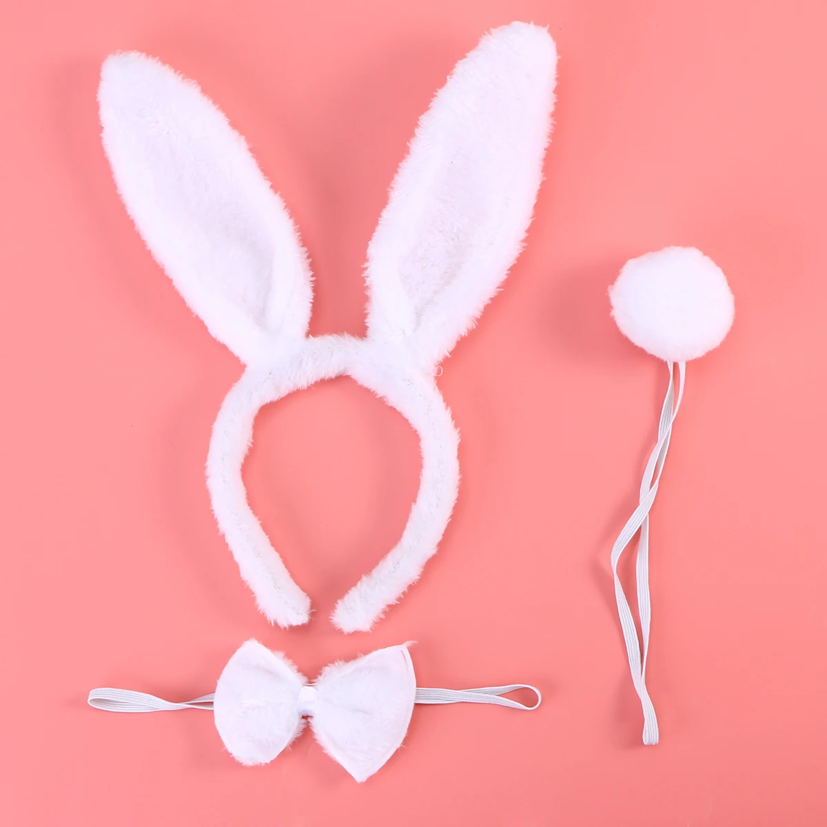 1set Kids Adult Rabbit Bunny Ears Headband Bow Ties Tail Set Party Cosplay Costume Plush Headwear Party Prop