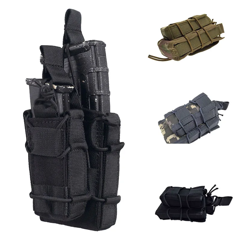 Тактический Molle подсумок с открытым верхом, двойной слой, одиночный винтовочный пистолет, подсумок с зажимом для картриджа, сумка для охотничьих аксессуаров