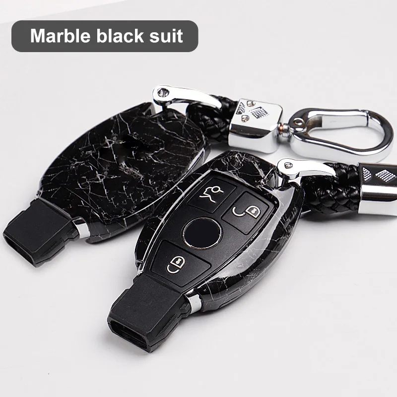 Мрамор узор ключа автомобиля чехол КРЫШКА ДЛЯ Mercedes Benz E Class W213 W212 E200 E260 E300 E320 W205 W204 W210 W211 W176 W203 - Название цвета: B black